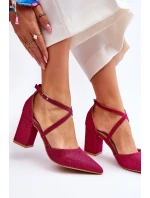 Modne Błyszczące Czółenka Na Słupku Fuksja Galaxy