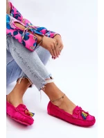 Zamszowe Mokasyny Z Kokardą I Frędzlami Fuksja Dorine