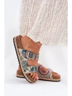 Wzorzyste Klapki Damskie Na Korkowej Platformie Z Klamrami Lee Cooper LCW-25-35-3483L Multikolor