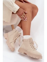 Trapery Damskie Ocieplane Futerkiem Na Zamek Jasnobeżowe Tharika