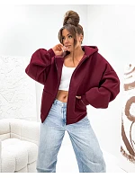 Teplá mikina s kapucňou v oversize strihu, bordová (821112)