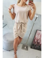 Šaty s obálkou dole béžovej