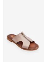 Damskie Klapki Z Ozdobnym Zamkiem Beżowe Lemar Clarence