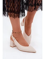 Dámske sandále na podpätku Zazoo 1122 light beige