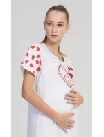 Dámska tehotenská nočná košeľa Love Light Grey Printed - Vienetta Dámska tehotenská nočná košeľa Love Light Grey Printed - Vienetta