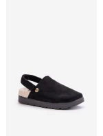 Kapcie Damskie Na Platformie Ocieplane Futerkiem Typu Baranek Czarne Sanilora