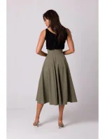 B265 Sukňa s vysokým pásom - olivová