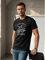 Pánske bavlnené tričko s motorkárskou potlačou čierne FashionStreet NX050R Pánske bavlnené tričko s motorkárskou potlačou čierne FashionStreet NX050R