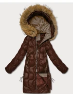 Dámska bunda s ozdobným prešívaním J Style chocolate (5M3351-158)