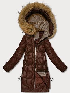 Dámska bunda s ozdobným prešívaním J Style chocolate (5M3351-158)
