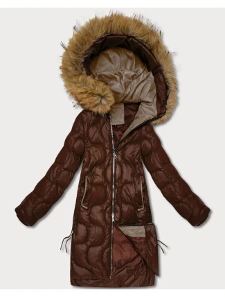 Dámska bunda s ozdobným prešívaním J Style chocolate (5M3351-158)