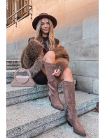 Dámske kovbojské čižmy Eco Suede Heeled Brown Esmira Dámske kovbojské čižmy Eco Suede Heeled Brown Esmira