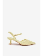 Dámské sandály na podpatku s síťkou Žluté Brilora
