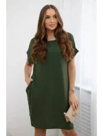 Šaty s vreckami khaki