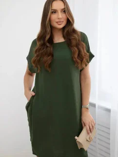 Šaty s vreckami khaki