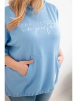 Dámska mikina Plus Size s kapucňou a potlačou modrá