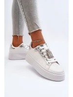 Sneakersy Damskie Z Ozdobą Białe Celedria