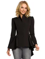 Asymetrický frak s golierom a zapínaním na gombíky M165 - čierny - Moe Asymetrický frak s golierom a zapínaním na gombíky M165 - čierny - Moe