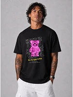 Pánske nadrozmerné tričko s potlačou medvedíka čierne FashionStreet NX1030R Pánske nadrozmerné tričko s potlačou medvedíka čierne FashionStreet NX1030R