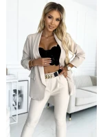 492-1 Elegantný komplet - sako a nohavice s opaskom - béžová 492-1 Elegantný komplet - sako a nohavice s opaskom - béžová