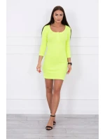 Šaty s gombíkovým výstrihom žlté neónové