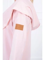 Dlhý kabát s kapucňou svetlo púdrovo ružový