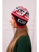 Dámska čiapka Maryla K406 červená+biela+čierna