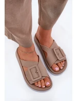 Pachnące Klapki Damskie Z Ozdobną Klamrą ZAXY RR285076 Beżowe