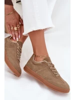 Zamszowe Sneakersy Damskie Big Star SS274675 HI-POLY SYSTEM Beżowe