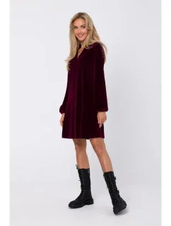 M767 Šaty s výstrihom do V - bordové
