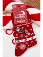 Pánske vianočné ponožky s líškou vo svetri - červené Pánske vianočné ponožky s líškou vo svetri - červené