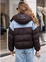 Dámska prešívaná péřová bunda s kapucňou, hnedá, FashionStreet TY6087 Dámska prešívaná péřová bunda s kapucňou, hnedá, FashionStreet TY6087