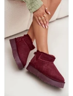 Modne Zamszowe Niskie Śniegowce Bordowe Nucca