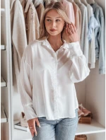 Elegantná dámska saténová oversize košeľa SATINIA white FashionStreet DY0449