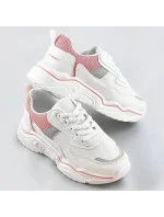Bielo-ružové dámske sneakersy s brokátovými vsadkami (LU-2)