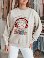 Dámska mikina s potlačou LALA VIBE beige FashionStreet BY1506 Dámska mikina s potlačou LALA VIBE beige FashionStreet BY1506