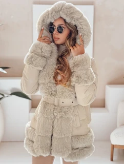 CITYGLANCE dámska zimná bunda s kožušinou svetlo béžová FashionStreet TY5047