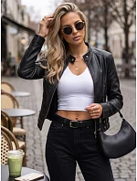 Dámska prechodná bunda z ekokože, čierna, FashionStreet TY5724
