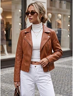 Dámska bunda v štýle Ramones z ekologickej kože, hnedá, FashionStreet TY5731 Dámska bunda v štýle Ramones z ekologickej kože, hnedá, FashionStreet TY5731