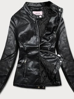 Čierna bunda ramoneska so stojačikom (11Z8008)