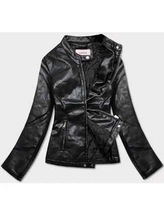 Čierna bunda ramoneska so stojačikom (11Z8008)