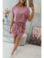 Šaty s obálkou dole tmavo ružové