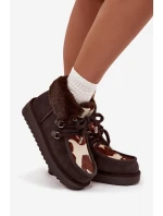 Śniegowce Damskie Z Naturalnego Zamszu Łaty D.Franklin DFSH375008 Czekoladowe