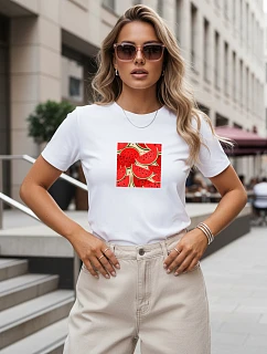 Dámske bavlnené tričko s potlačou, biele, FashionStreet NX8008RY