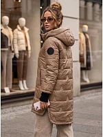 Dámska prešívaná prechodná bunda s kapucňou, béžová, FashionStreet TY5791 Dámska prešívaná prechodná bunda s kapucňou, béžová, FashionStreet TY5791