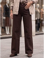 Dámske džínsy so širokými nohavicami a vysokým pásom, hnedé, FashionStreet UY3136 Dámske džínsy so širokými nohavicami a vysokým pásom, hnedé, FashionStreet UY3136