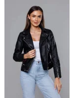 Čierna dámska bunda z eko kože (11Z8030)