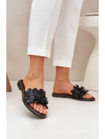 Zazoo 40381 Dámske kožené papuče na podpätku Black Zazoo 40381 Dámske kožené papuče na podpätku Black