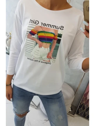 Blúzka s potlačou Summer Girl biela