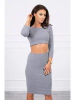 Súprava blúzky a sukne šedá